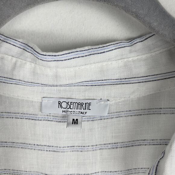 Rosemarine Italian Linen Striped Swim Cover-up Tunic Shirt Size Medium Coastal - Picture 8 of 10